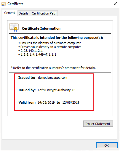 Valid Let's Encrypt certificate