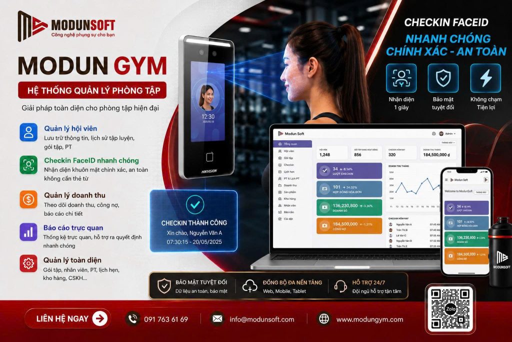 Phần mềm quản lý phòng gym hiệu quả ModunSoft