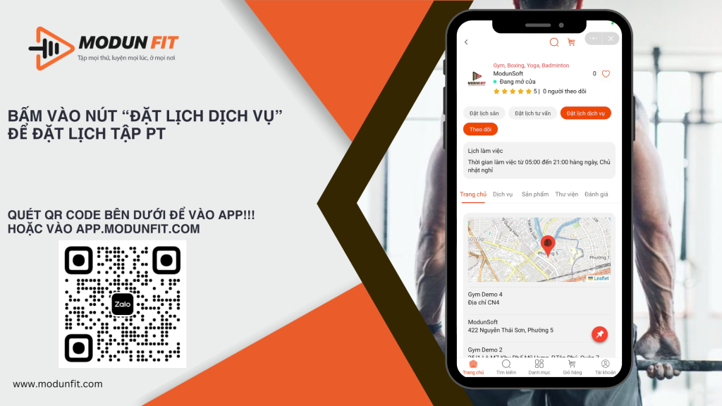 App Đặt Lịch Tập PT - Book lịch tập PT đơn giản với phần mềm Modun