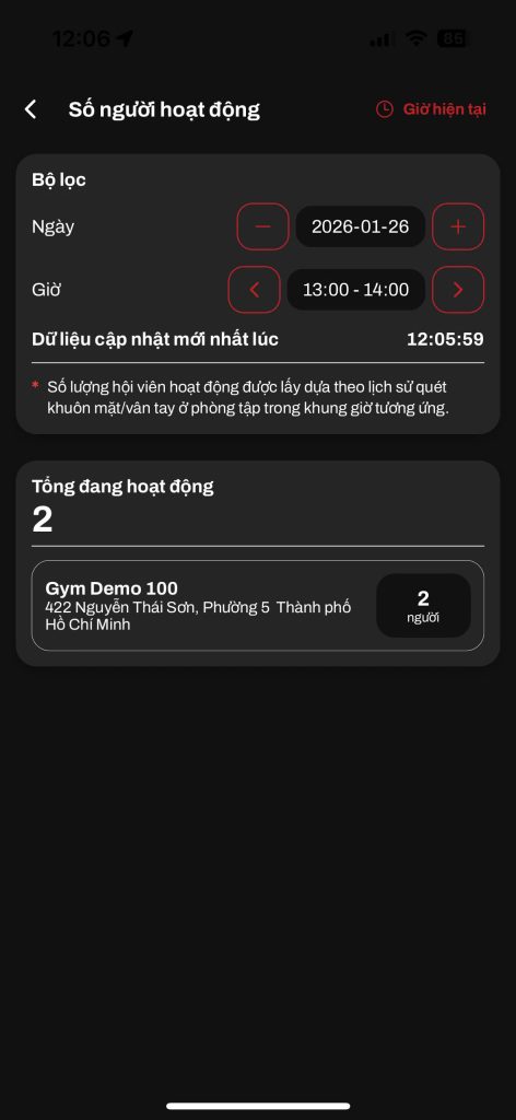 App hội viên (app member) hỗ trợ ký hợp đồng online nhanh chóng, xem lượt người đi tập tại các chi nhánh theo thời gian thực, giúp hội viên chủ động và tiện lợi hơn.