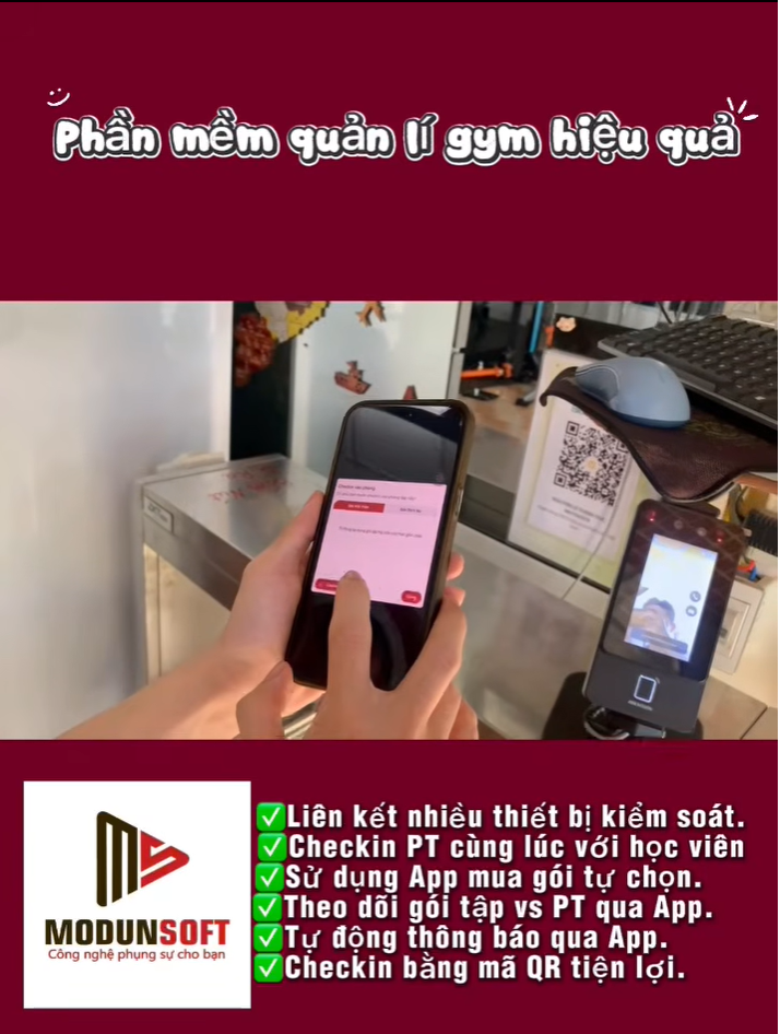 Hướng dẫn Phần mềm quản lý phòng gym – Check-in QR code trên app hội viên và cửa mở tự động