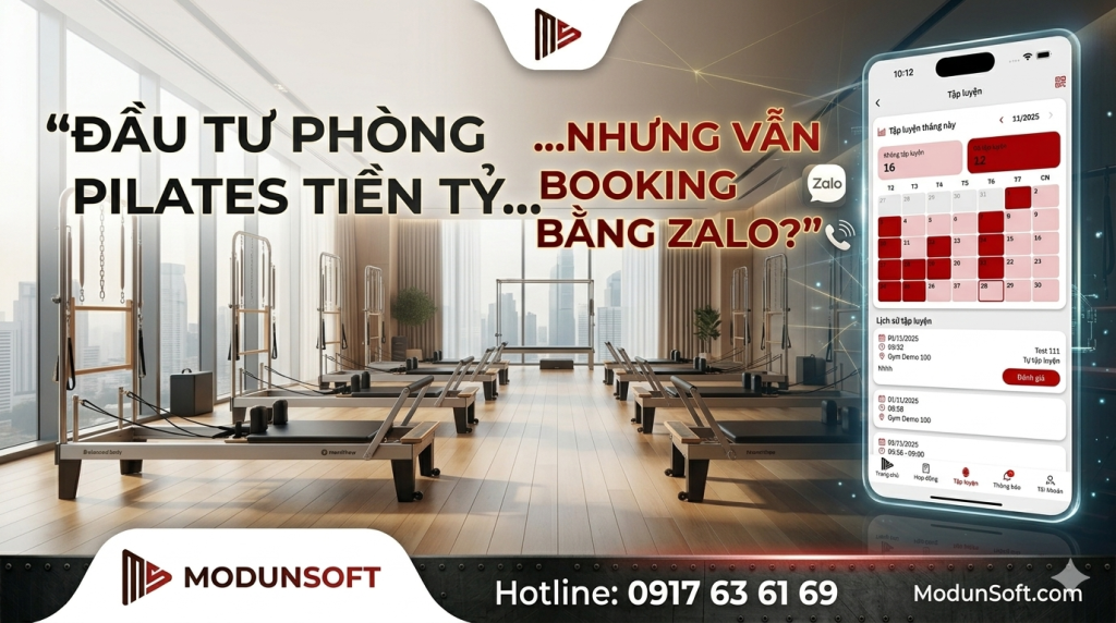 Khám phá giải pháp app hội viên miễn phí hoặc app thương hiệu riêng giúp studio Pilates quản lý booking, đặt lịch PT online, nhắc lịch tự động và nâng cao trải nghiệm hội viên.