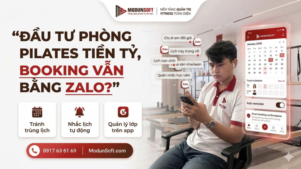 Khám phá giải pháp app hội viên miễn phí hoặc app thương hiệu riêng giúp studio Pilates quản lý booking, đặt lịch PT online, nhắc lịch tự động và nâng cao trải nghiệm hội viên.