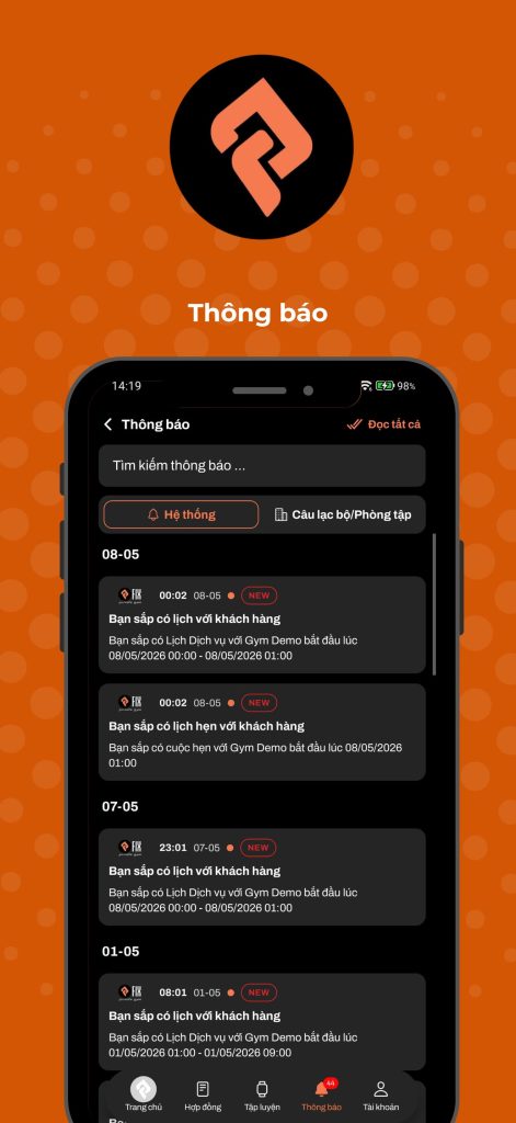 Thiết kế App hội viên thương hiệu riêng cho Fix Private Gym